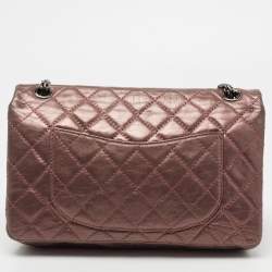 Pre Owned Chanel Metallic Plum Quilted Leather Reissue 2.55 Classic 226 Flap Bag