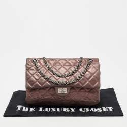 Pre Owned Chanel Metallic Plum Quilted Leather Reissue 2.55 Classic 226 Flap Bag