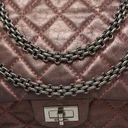 Pre Owned Chanel Metallic Plum Quilted Leather Reissue 2.55 Classic 226 Flap Bag