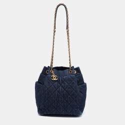 Chanel Blue Denim Drawstring Bucket Bag – Savonches