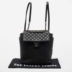 Pre Owned Chanel Black Quilted Leather Large Urban Spirit Backpack 