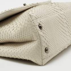 Pre Owned Chanel Off White Python Medium Coco Top Handle Bag