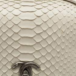 Pre Owned Chanel Off White Python Medium Coco Top Handle Bag