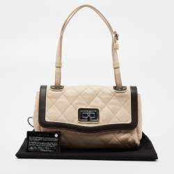 Pre Owned Chanel Beige/Brown Quilted Leather Reissue Shoulder Bag