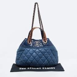 Pre Owned Chanel Blue Iridescent Quilted Leather Large In-the-Mix Shoulder Bag