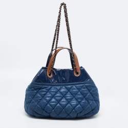 Pre Owned Chanel Blue Iridescent Quilted Leather Large In-the-Mix Shoulder Bag