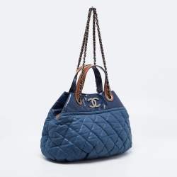 Pre Owned Chanel Blue Iridescent Quilted Leather Large In-the-Mix Shoulder Bag