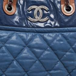 Pre Owned Chanel Blue Iridescent Quilted Leather Large In-the-Mix Shoulder Bag