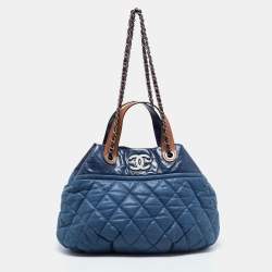 Pre Owned Chanel Blue Iridescent Quilted Leather Large In-the-Mix Shoulder Bag