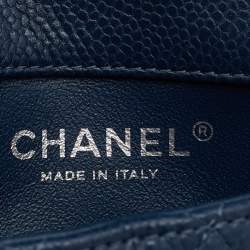 Pre Owned Chanel Blue Quilted Leather Extra Mini Classic Single Flap Bag