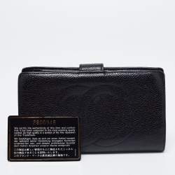 مملوكة مسبقًا Chanel Black Caviar Leather Vintage Timeless CC French Wallet