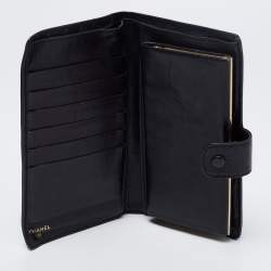 مملوكة مسبقًا Chanel Black Caviar Leather Vintage Timeless CC French Wallet