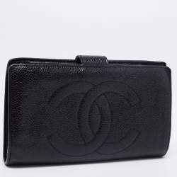 مملوكة مسبقًا Chanel Black Caviar Leather Vintage Timeless CC French Wallet