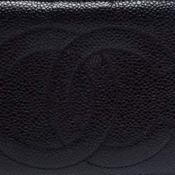 مملوكة مسبقًا Chanel Black Caviar Leather Vintage Timeless CC French Wallet