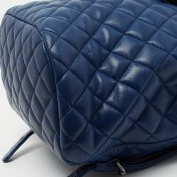 Pre Owned Chanel Blue Quilted Leather Small Urban Spirit Backpack