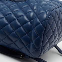 Pre Owned Chanel Blue Quilted Leather Small Urban Spirit Backpack