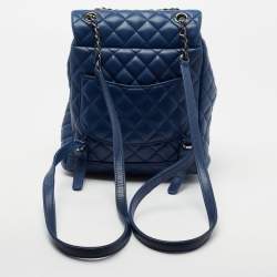 Pre Owned Chanel Blue Quilted Leather Small Urban Spirit Backpack