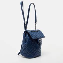 Pre Owned Chanel Blue Quilted Leather Small Urban Spirit Backpack