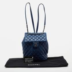 Pre Owned Chanel Blue Quilted Leather Small Urban Spirit Backpack