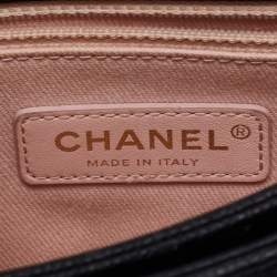 Pre Owned Chanel Black Quilted Caviar Leather Small Thread Around Flap Bag