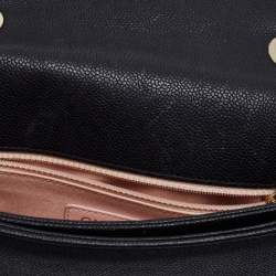 Pre Owned Chanel Black Quilted Caviar Leather Small Thread Around Flap Bag