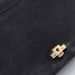 Pre Owned Chanel Black Quilted Caviar Leather Small Thread Around Flap Bag