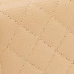 Chanel Beige Quilted Caviar Leather Classic Wallet on Chain