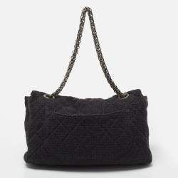 Pre Owned Chanel Black Quilted Wool Boucle XXL Reissue 2.55 Flap Bag