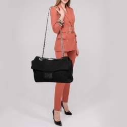 Pre Owned Chanel Black Quilted Wool Boucle XXL Reissue 2.55 Flap Bag