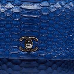 Pre Owned Chanel Blue Python and Leather Mini Coco Top Handle Bag
