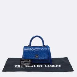 Pre Owned Chanel Blue Python and Leather Mini Coco Top Handle Bag