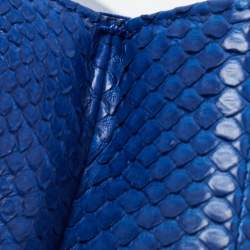 Pre Owned Chanel Blue Python and Leather Mini Coco Top Handle Bag