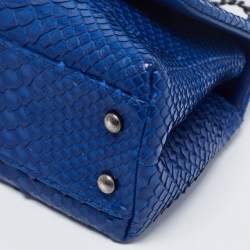Pre Owned Chanel Blue Python and Leather Mini Coco Top Handle Bag