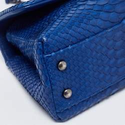 Pre Owned Chanel Blue Python and Leather Mini Coco Top Handle Bag