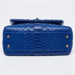 Pre Owned Chanel Blue Python and Leather Mini Coco Top Handle Bag