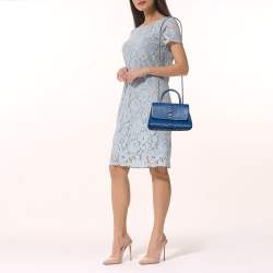 Pre Owned Chanel Blue Python and Leather Mini Coco Top Handle Bag