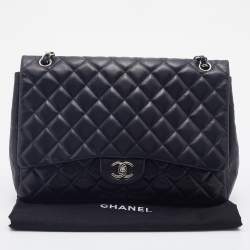 Pre Owned Chanel Black Quilted Leather Maxi Classic Single Flap Bag