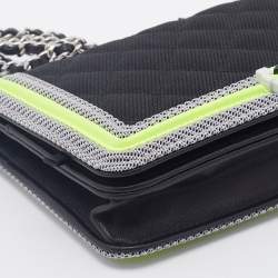 Chanel Multicolor Nylon And Leather Boy Wallet On Chain