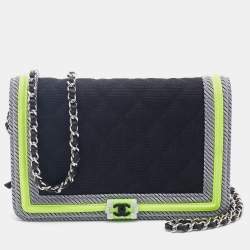 Chanel Multicolor Nylon And Leather Boy Wallet On Chain