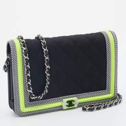 Chanel Multicolor Nylon And Leather Boy Wallet On Chain