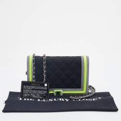 Chanel Multicolor Nylon And Leather Boy Wallet On Chain