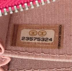 Pre Owned Chanel Fuchsia Quilted Leather Camellia Zip Coin Purse