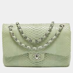 Chanel Multicolor Wool & Python Chain Tote Q6B3FL2FMB000