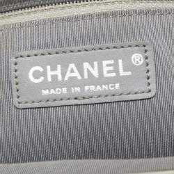 Chanel Metallic Grey Embroidered Leather Frame Clutch