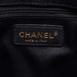 Pre Owned حقيبة غراند شوبنغ شانيل جلد كافيا أسود مبطن