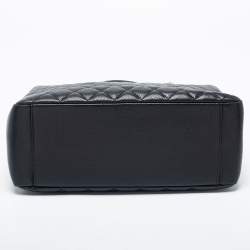 Pre Owned حقيبة غراند شوبنغ شانيل جلد كافيا أسود مبطن