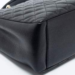 Pre Owned حقيبة غراند شوبنغ شانيل جلد كافيا أسود مبطن