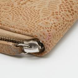 Chanel Beige Textured Leather CC Zip Around Wallet