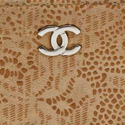 Chanel Beige Textured Leather CC Zip Around Wallet