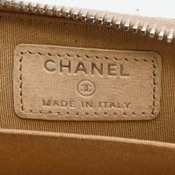 Chanel Beige Textured Leather CC Zip Around Wallet